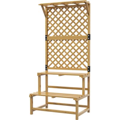 Outsunny Fioriera con Grigliato per Rampicanti, 2 Ripiani e Barra Superiore, in Legno di Abete, 75x50x166 cm, Giallo Aosom Italy Outsunny Fioriera con Grigliato per Rampicanti, 2 Ripiani e Barra Superiore, in Legno di Abete, 75x50x166 cm, Giallo Aosom Italy