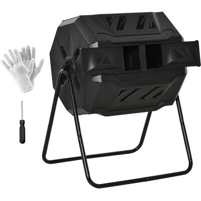 Outsunny Compostiera Domestica da 160L, Compostiera da Giardino e da Balcone in Plastica PP Nera, Bidone per Compost Girevole, 71x64x92cm Aosom Outsunny Compostiera Domestica da 160L, Compostiera da Giardino e da Balcone in Plastica PP Nera, Bidone per Compost Girevole, 71x64x92cm Aosom