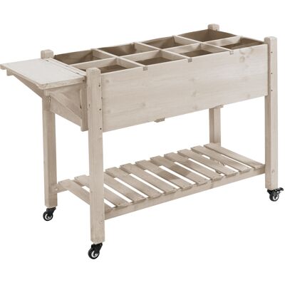 Outsunny Fioriera da Esterno a 8 Sezioni con Ripiano Laterale e Mensola in Legno di Abete, 123x54x87 cm, Legno Aosom Italy Outsunny Fioriera da Esterno a 8 Sezioni con Ripiano Laterale e Mensola in Legno di Abete, 123x54x87 cm, Legno Aosom Italy