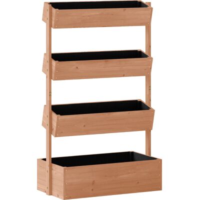 Outsunny Letto da Giardino Rialzato, Fioriera Verticale in Legno con Drenaggio e Rivestimento. Aosom Italy Outsunny Letto da Giardino Rialzato, Fioriera Verticale in Legno con Drenaggio e Rivestimento. Aosom Italy