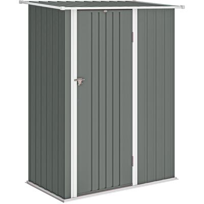 Outsunny Capanno Porta Attrezzi in Metallo con Tetto Inclinato e Porta Bloccabile, 142x86x189 cm, Grigio Chiaro Aosom Italy Outsunny Capanno Porta Attrezzi in Metallo con Tetto Inclinato e Porta Bloccabile, 142x86x189 cm, Grigio Chiaro Aosom Italy