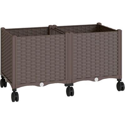 Outsunny Fioriera Rialzata in Plastica 85L, Letto per Orto Rialzato da Esterno con Ruote Bloccabili, Sistema di Autoirrigazione, Fori di Drenaggio per Piante Rampicanti, Verdure e Fiori, Marrone Aosom Italy Outsunny Fioriera Rialzata in Plastica 85L, Letto per Orto Rialzato da Esterno con Ruote Bloccabili, Sistema di Autoirrigazione, Fori di Drenaggio per Piante Rampicanti, Verdure e Fiori, Marrone Aosom Italy