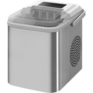 Homcom Macchina del Ghiaccio da 1.2L con Indicatori e Autopulizia, in PP e Rame, 22.8x30.3x29 cm, Bianco