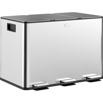 Homcom Pattumiera Differenziata 3 Scomparti 10L da Cucina a Pedale, Cestino Spazzatura con 3 Coperchi a Chiusura Silenziosa in Acciaio Inox e PP, 49.6x34.5x38.6 cm, Argento Aosom Italy Homcom Pattumiera Differenziata 3 Scomparti 10L da Cucina a Pedale, Cestino Spazzatura con 3 Coperchi a Chiusura Silenziosa in Acciaio Inox e PP, 49.6x34.5x38.6 cm, Argento Aosom Italy