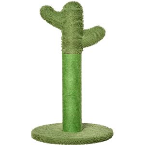 Pawhut Albero Tiragraffi per Gatti Adulti e Gattini a Forma di Cactus con Corda Sisal, 40x40x65cm, Verde