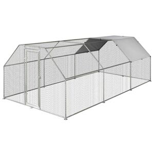 Pawhut Gabbia per Galline in Metallo Galvanizzato da esterno Porta con Blocco,Copertura e recinzione 280x570x195cm Aosom.it