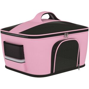 Pawhut Borsa Trasportino per Cani e Gatti con 2 Porte a Cerniera, 50x35x36cm, Rosa