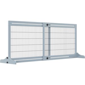 Pawhut Cancelletto di Sicurezza per Cani in Legno e Acciaio, Cancellino per Cani Estensibile da Interno 104-183cm, Blu