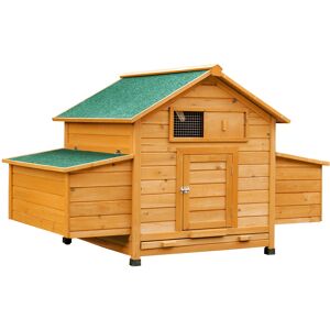 Pawhut Pollaio Gabbia Ovaiole per Galline da Giardino con 2 Cassetti, Nido e Tetto da Esterno Impermeabile in Legno, 150x100x96.5 cm