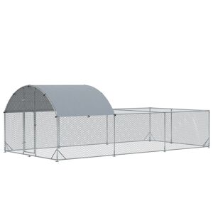 Pawhut Recinto per Galline da Esterno in Acciaio con Telo di Copertura in PE Anti-UV, 570x280cm