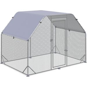 Pawhut Recinto per Galline con telo di copertura per 4-6 polli in acciaio, 280x190x195 cm