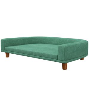 Pawhut Divano per Cani di Taglia Grande con Gambe Rialzate e Cuscino Sfoderabile, 98x67x25 cm, Verde Chiaro