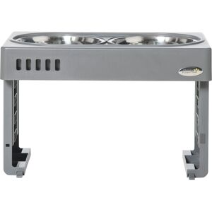 Pawhut Set 2 Ciotole per Cani da 1.2L con Gambe Rimovibili, in ABS e Acciaio, 44x27.7x28 cm, Grigio e Argento