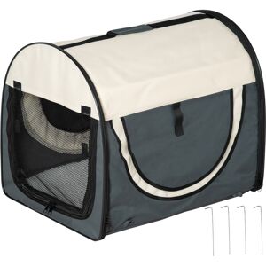 Pawhut Trasportino per Cani Pieghevole, Grigio, Trasportino Cuccia per Cani Gatti e Animali Domestici, 61x46x51cm