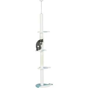 Albero per Gatti Regolabile PawHut - 225-255cm - Bianco Albero per Gatti Regolabile PawHut - 225-255cm - Bianco