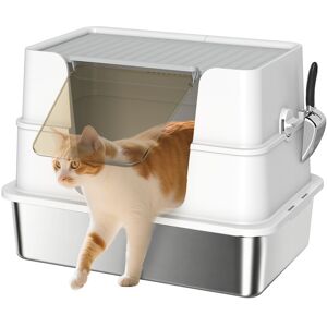 Pawhut Lettiera per Gatti in Acciaio Inossidabile, Spazioso Interno XL, con Paletta, Grigio Chiaro Aosom Italy Pawhut Lettiera per Gatti in Acciaio Inossidabile, Spazioso Interno XL, con Paletta, Grigio Chiaro Aosom Italy