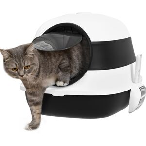 Pawhut Lettiera per Gatti Chiusa con Coperchio, Paletta e Deodorante, Design Pieghevole, 52x41x38 cm, Bianca e Nera Pawhut Lettiera per Gatti Chiusa con Coperchio, Paletta e Deodorante, Design Pieghevole, 52x41x38 cm, Bianca e Nera