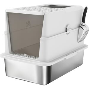 Pawhut Lettiera per gatti chiusa in acciaio inossidabile, 60,2 x 40,2 x 43,7 cm, grigio chiaro Aosom Italy Pawhut Lettiera per gatti chiusa in acciaio inossidabile, 60,2 x 40,2 x 43,7 cm, grigio chiaro Aosom Italy