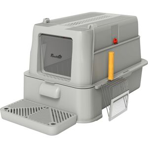 Pawhut Lettiera per Gatti Chiusa da 80L con Vassoio Estraibile, in ABS e Acciaio Inox, 63x43x43 cm, Grigio Chiaro Aosom Italy Pawhut Lettiera per Gatti Chiusa da 80L con Vassoio Estraibile, in ABS e Acciaio Inox, 63x43x43 cm, Grigio Chiaro Aosom Italy