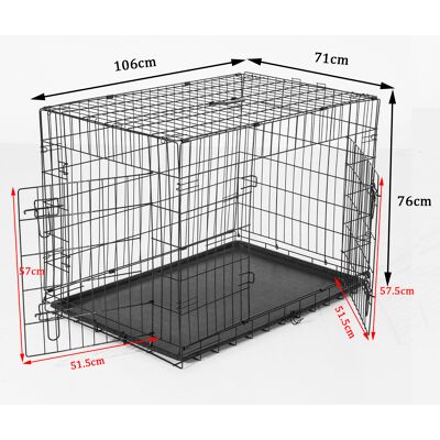 Pawhut Gabbia Trasportino in Acciaio per Animali Pieghevole, 106×71×76cm, Nero Pawhut Gabbia Trasportino in Acciaio per Animali Pieghevole, 106×71×76cm, Nero