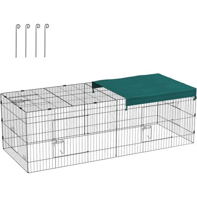 PawHut - Gabbia per conigli e piccoli animali in acciaio con copertura 220x85x70cm - Verde PawHut - Gabbia per conigli e piccoli animali in acciaio con copertura 220x85x70cm - Verde
