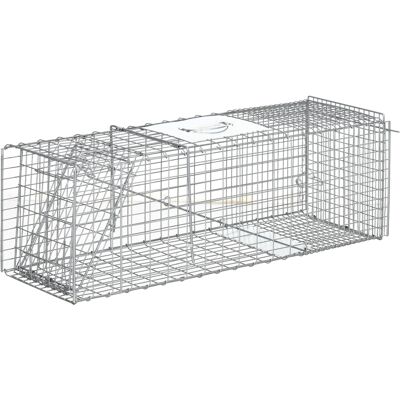 Gabbia Trappola in Acciaio per Animali - 93x31x34.5cm - Argento Gabbia Trappola in Acciaio per Animali - 93x31x34.5cm - Argento