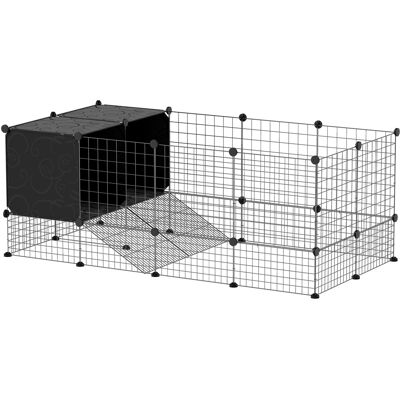 Pawhut - Gabbia per Animali Piccoli Modulabile con Casette Rialzate per Porcellini d'India e Ricci - Nero - 31 Pannelli - Gabbia per Piccoli Animali Pawhut - Gabbia per Animali Piccoli Modulabile con Casette Rialzate per Porcellini d'India e Ricci - Nero - 31 Pannelli - Gabbia per Piccoli Animali