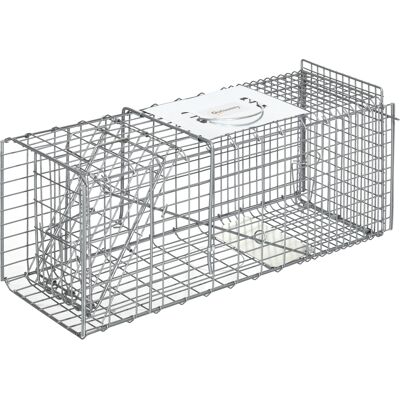 Outsunny Gabbia Trappola per Animali Vivi Pieghevole in Acciaio, 66x24x30.5 cm, Argento Aosom Outsunny Gabbia Trappola per Animali Vivi Pieghevole in Acciaio, 66x24x30.5 cm, Argento Aosom