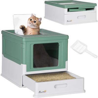 Pawhut Lettiera per Gatti Chiusa con Paletta, Vassoio Estraibile e 2 Porte, 47.5x35.5x36.7cm, Verde Aosom Pawhut Lettiera per Gatti Chiusa con Paletta, Vassoio Estraibile e 2 Porte, 47.5x35.5x36.7cm, Verde Aosom