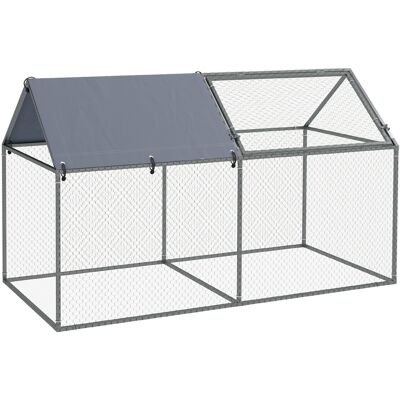 Pawhut Gabbia per Animali in Acciaio Resistente con Tetto in Tessuto Oxford e Picchetti per Sicurezza 198x100x120 cm Verde e Argento Aosom Pawhut Gabbia per Animali in Acciaio Resistente con Tetto in Tessuto Oxford e Picchetti per Sicurezza 198x100x120 cm Verde e Argento Aosom