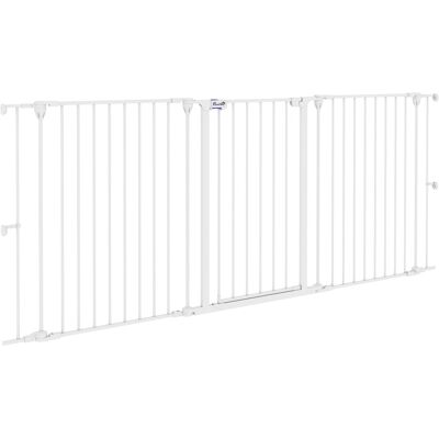 Cancello per cani Pawhut - 3 pannelli, bianco, 206x90cm Cancello per cani Pawhut - 3 pannelli, bianco, 206x90cm