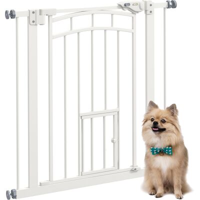 Pawhut Cancellino per Cani taglia Piccola e Media con Chiusura Automatica, in Acciaio e PA, 74-80x76 cm, Bianco Aosom Pawhut Cancellino per Cani taglia Piccola e Media con Chiusura Automatica, in Acciaio e PA, 74-80x76 cm, Bianco Aosom
