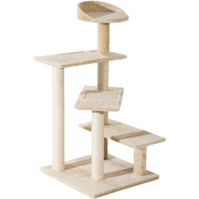 Pawhut Tiragraffi Gatti Trespolo Multilivello in Sisal, Albero per Gatti con Piattaforme e Cuccia in Peluche Beige, 50x50x100cm Aosom Pawhut Tiragraffi Gatti Trespolo Multilivello in Sisal, Albero per Gatti con Piattaforme e Cuccia in Peluche Beige, 50x50x100cm Aosom