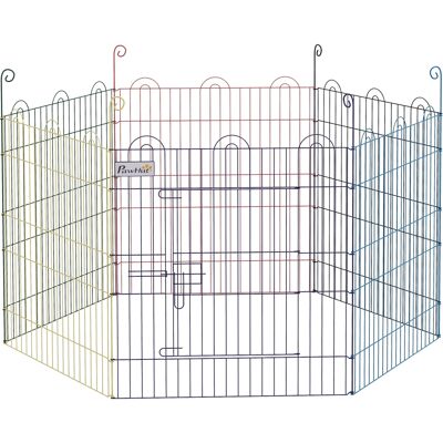 Pawhut Cancellino per Cani a 6 Pannelli in Metallo con Chiusura a Scatto, Ø120x60 cm, Multicolore Aosom Pawhut Cancellino per Cani a 6 Pannelli in Metallo con Chiusura a Scatto, Ø120x60 cm, Multicolore Aosom