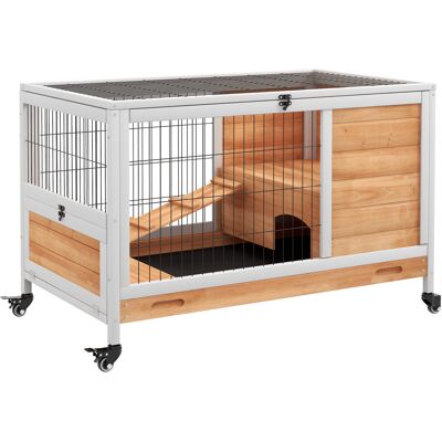 Pawhut - Wooden 4-Wheel - 90x53x59cm - Coniglioera Pawhut - Wooden 4-Wheel - 90x53x59cm - Coniglioera