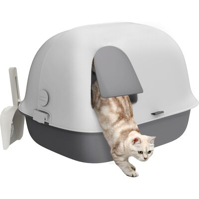 Pawhut - Closed with Door - 58x46x39 cm - Grigio chiaro/bianco - Lettiera per gatti Pawhut - Closed with Door - 58x46x39 cm - Grigio chiaro/bianco - Lettiera per gatti