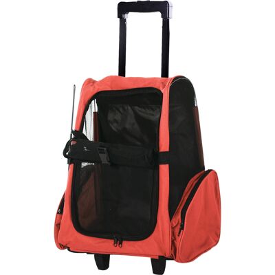 Zaino e Carro Trasportino Pawhut - 42x25x55cm, Rosso Zaino e Carro Trasportino Pawhut - 42x25x55cm, Rosso