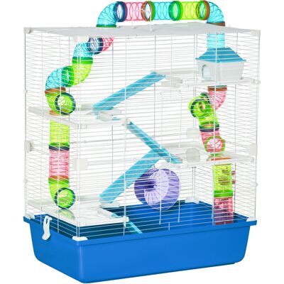 Pawhut - Gabbia criceti 5 livelli - Blu/Bianco - Tubi - Gabbia Pawhut - Gabbia criceti 5 livelli - Blu/Bianco - Tubi - Gabbia