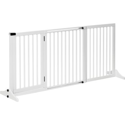 Pawhut Cancellino per Cani Taglia Regolabile a 3 Pannelli, in Legno di Pino, 113-166x36x71 cm, Bianco Aosom Pawhut Cancellino per Cani Taglia Regolabile a 3 Pannelli, in Legno di Pino, 113-166x36x71 cm, Bianco Aosom