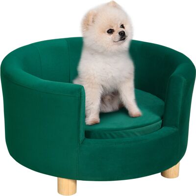 Pawhut Divano per Cani Imbottito con Schienale e Cuscino Rimovibile, Cuccia Divano per Gatto da Interno, 65x64x37cm, Verde Aosom Pawhut Divano per Cani Imbottito con Schienale e Cuscino Rimovibile, Cuccia Divano per Gatto da Interno, 65x64x37cm, Verde Aosom