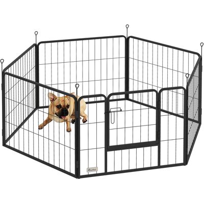 Pawhut Recinto per Cani a 6 Pannelli Modulabili da 80x1.5x60 cm in Acciaio Nero con Porta di Ingresso Pawhut Recinto per Cani a 6 Pannelli Modulabili da 80x1.5x60 cm in Acciaio Nero con Porta di Ingresso