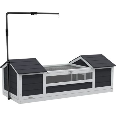Pawhut Casa per tartarughe terrestri all'aperto, gabbia per tartarughe, 2 tane, supporto per lampada regolabile, legno massiccio 120 x 56,5 x 43 cm grigio Pawhut Casa per tartarughe terrestri all'aperto, gabbia per tartarughe, 2 tane, supporto per lampada regolabile, legno massiccio 120 x 56,5 x 43 cm grigio