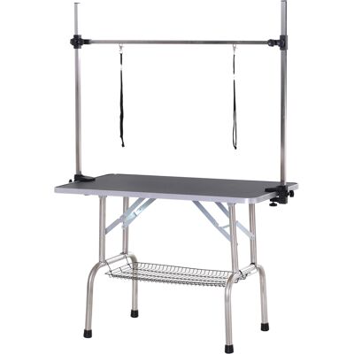 Pawhut Tavolo Taglio Toelettatura per Animali con Cesto Inferiore per Cani Altezza Regolabile Pieghevole in Acciaio Inossidabile Metallo Nero 107 x 60 x 170 cm Pawhut Tavolo Taglio Toelettatura per Animali con Cesto Inferiore per Cani Altezza Regolabile Pieghevole in Acciaio Inossidabile Metallo Nero 107 x 60 x 170 cm