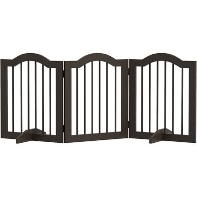 Pawhut Cancellino per Cani Pieghevole a 3 Sezioni in Legno, 154.5x29.5x61cm, Caffè Pawhut Cancellino per Cani Pieghevole a 3 Sezioni in Legno, 154.5x29.5x61cm, Caffè