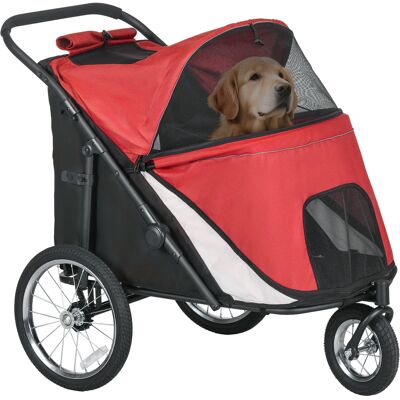 Pawhut Passeggino per Cani, pieghevole, tetto apribile, cuscino, telaio in acciaio, Rosso/Nero Aosom Italy Pawhut Passeggino per Cani, pieghevole, tetto apribile, cuscino, telaio in acciaio, Rosso/Nero Aosom Italy