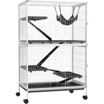 Pawhut Gabbia per Animali Piccoli con Ruote Rampe Amaca e Vassoio Estraibile per Cincillà Furetti 80x52x128 cm Bianco Aosom Italy Pawhut Gabbia per Animali Piccoli con Ruote Rampe Amaca e Vassoio Estraibile per Cincillà Furetti 80x52x128 cm Bianco Aosom Italy