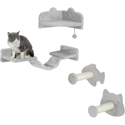 Pawhut Juego de Pared de Arrampicata per Gatti con Pale di Sisal Piattaforma Doppia con Scala e 1 Piattaforma per Saltare Grigio Aosom Italy Pawhut Juego de Pared de Arrampicata per Gatti con Pale di Sisal Piattaforma Doppia con Scala e 1 Piattaforma per Saltare Grigio Aosom Italy
