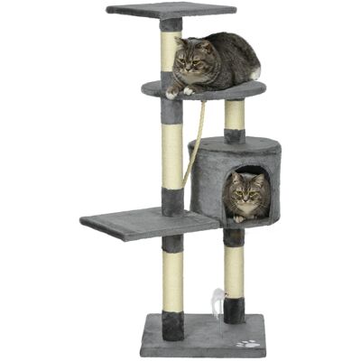 Pawhut Rascador per Gatti Altezza 116 cm Albero per Gatti con Pali di Sisal Cuccia Piattaforme e Giocattoli Grigio Scuro Aosom Italy Pawhut Rascador per Gatti Altezza 116 cm Albero per Gatti con Pali di Sisal Cuccia Piattaforme e Giocattoli Grigio Scuro Aosom Italy