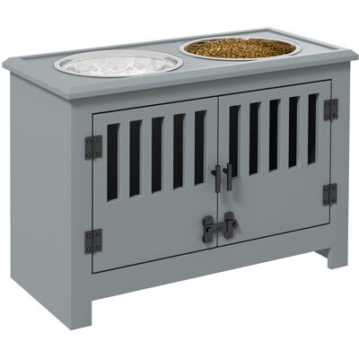 Pawhut Stazione di Alimentazione Rialzata per Cani Grandi, 2 Ciotole in Acciaio Inossidabile, Spazio di Archiviazione, 35,5x60x30 cm, Grigio Aosom Italy Pawhut Stazione di Alimentazione Rialzata per Cani Grandi, 2 Ciotole in Acciaio Inossidabile, Spazio di Archiviazione, 35,5x60x30 cm, Grigio Aosom Italy