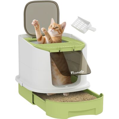 Pawhut Lettiera per Gatti Chiusa con 2 Porte, Vassoio Estraibile, Paletta e Deodorante, in PP, 40.5x52.5x42.5 cm, Verde Aosom Italy Pawhut Lettiera per Gatti Chiusa con 2 Porte, Vassoio Estraibile, Paletta e Deodorante, in PP, 40.5x52.5x42.5 cm, Verde Aosom Italy